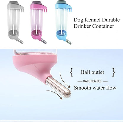 No-Drip 500ml Pet Water Bottle for Dogs & Small Animals (Rabbit/Hamster/Guinea Pig) - Adjustable Cage-Mounted Dispenser with Detachable Leak-Proof Design for Kennels/Crates Grey