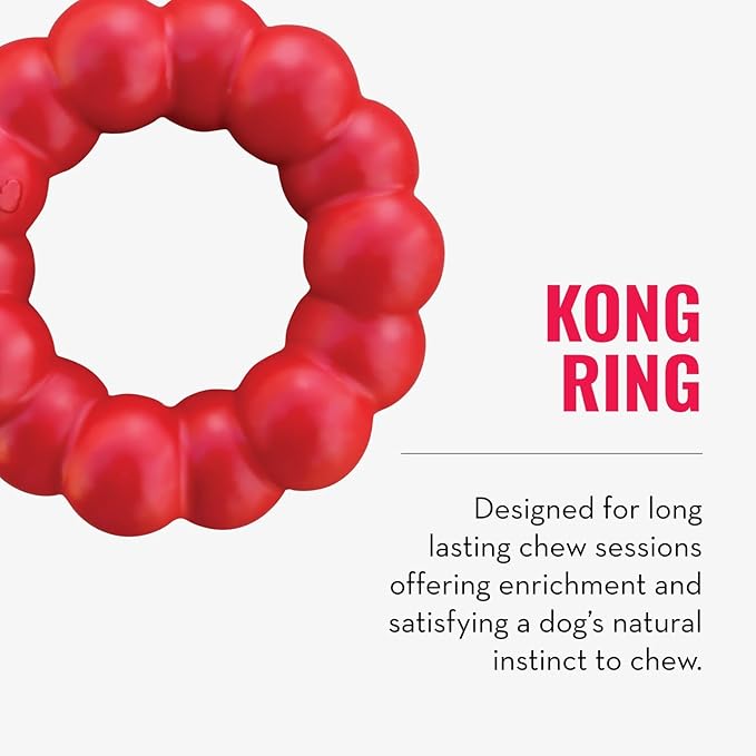 KONG Ring & Goodie Ribbon - Durable Rubber Treat-Dispensing Chew Toy for Dental Health - for Small Dogs