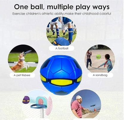UFO Magic Ball, Portable Flying Toys Creative Fly Saucer Stomp Magic Balls, Decompression Flying Flat Disc Balls Toy for Childrens Outdoor Sports Kids Gift (Football Blue)