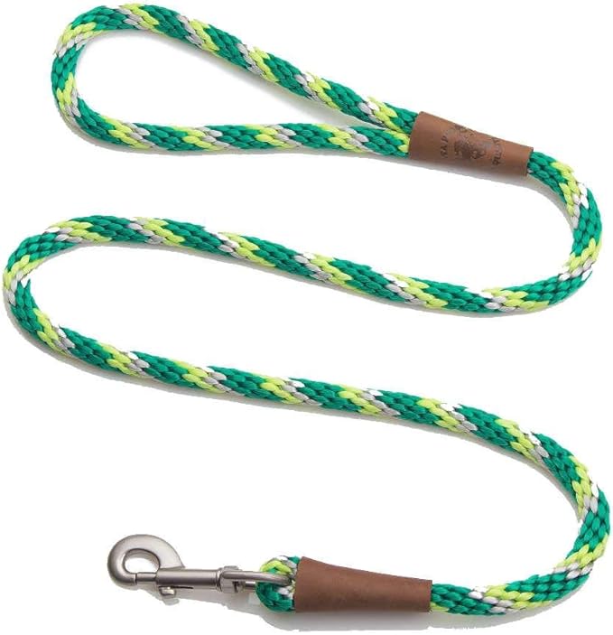 Mendota Pet Snap Leash - British-Style Braided Dog Lead, Made in The USA - Ivy, 1/2 in x 6 ft - for Large Breeds
