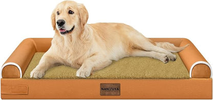 Large Dog Bed Orthopedic Washable: Beds Bolster XL Bed Medium Large Dogs Egg Crate Foam Couch Sofa Waterproof with Removable Cover - Orange