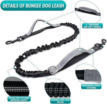 Hands Free Leash with Walking Fanny Pack for Large Medium Small Dogs, Heavy Duty Durable Reflective Waist Bungee for Training, Night Walking Running Jogging Hiking