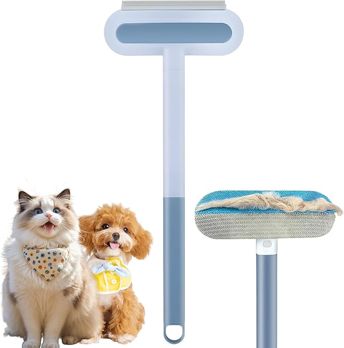 3-In-1 Pet Hair Remover Brush Set, Multifunctional Hair Removal Brush For Dogs And Cats, Reusable Lint Roller With Cleaning Comb, Blue