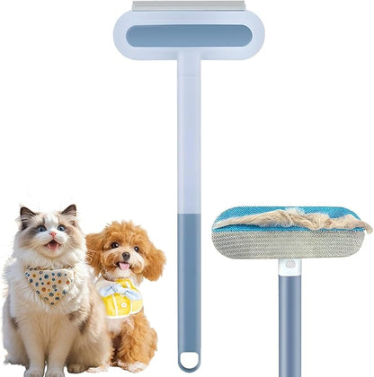 3-In-1 Pet Hair Remover Brush Set, Multifunctional Hair Removal Brush For Dogs And Cats, Reusable Lint Roller With Cleaning Comb, Blue