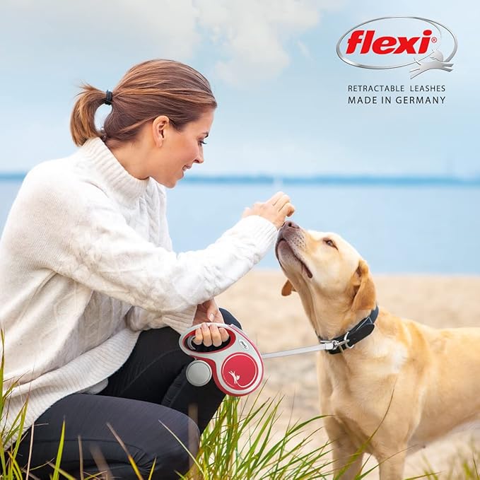Flexi New Comfort Tape Grey & Red Large 5m Retractable Dog Leash/Lead for Dogs up to 60kgs/132lbs