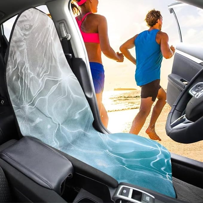 Coldinair Blue Ocean Towel Car Seat Cover for Men,Sweat Car Seat Protector after Workout,Gym,Swimming,Anti-Slip Universal Car Seat Covers for Truck,Van,SUV