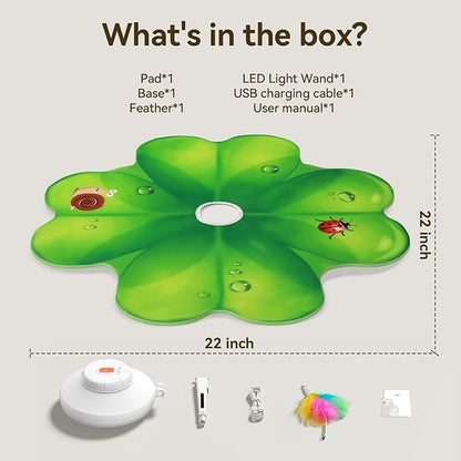 FEELNEEDY Rechargeable Cat Toys, 2 in 1 Hide and Seek Game Interactive Cat Toy, Movable LED Red Dot, Moving Concealed Feathers, Durable Exercise Toys for Indoor Cats, Bored Adult Cats Wand Toy