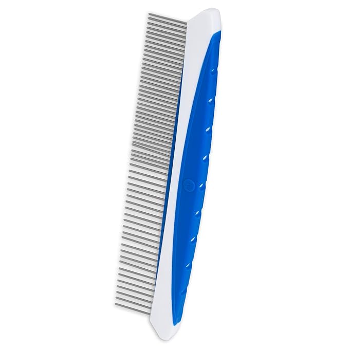 JW Pet Company 8-Inch Gripsoft Rotating Comfort Comb, Fine and Coarse,Gray/Yellow