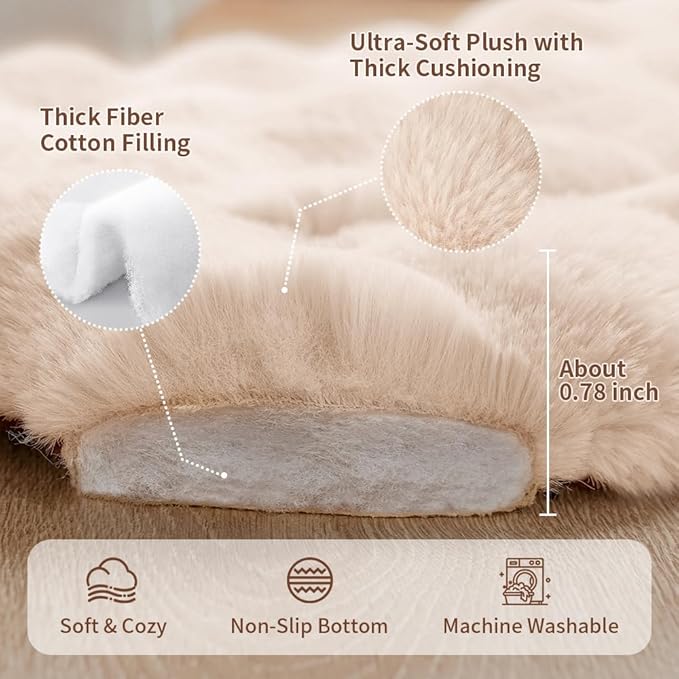 Cat & Dog Bed Mat, Soft Plush Faux Fur Kneading Pet Bed for 2 Cats or Small Dogs, Machine Washable Cat Sleeping Pad, Non-Slip Fluffy Pet Rug for Indoor Cats Kittens & Small Dogs, 27x20 In White