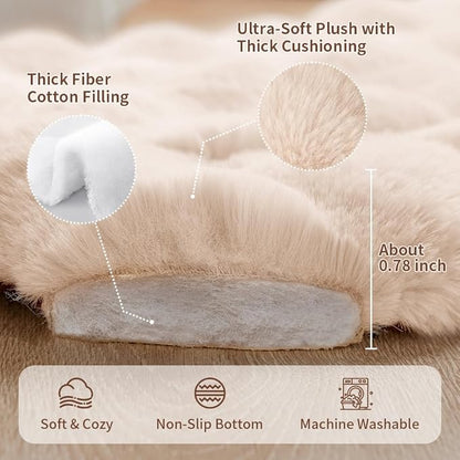 Cat Bed Mat, Soft Plush Faux Fur Kneading Pet Bed, Machine Washable Cat Sleeping Pad for Indoor Cats & Kittens, Non-Slip Fluffy Cat Rug for Couch Sofa Floor, 23x15 Inch White