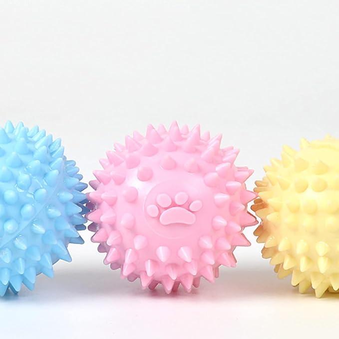 Pink Spiky Ball No Squeak Chew Toy for Aggressive Dogs - Long Lasting, Small, Heavy Chewers, Balls