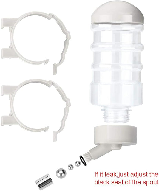 No Drip Dog Kennel Water Bottle Dispenser for Crate, 400ml Dripless Pet Drinking Fountains Kettle with Automatically Feeding Water (White)