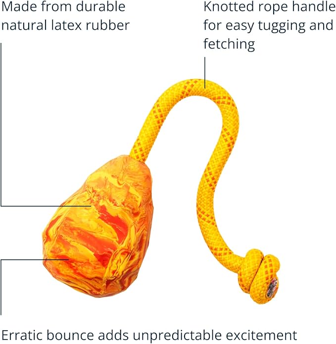 Ruffwear, Huck-a-Cone Dog Toy – Durable Tug, Throw & Fetch Toy with Knotted Rope Handle, Interactive Play for Dogs, Salamander Orange