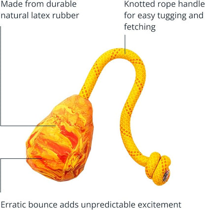 Ruffwear, Huck-a-Cone Dog Toy – Durable Tug, Throw & Fetch Toy with Knotted Rope Handle, Interactive Play for Dogs, Salamander Orange