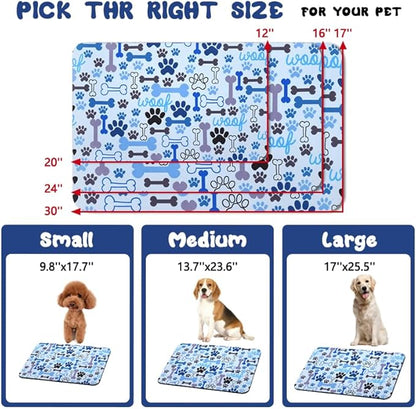 Dog Food Mats for Floors Waterproof, Pet Water Bowl Mats Pet Feeding Absorbent Placemats Blue 12 * 20 inch
