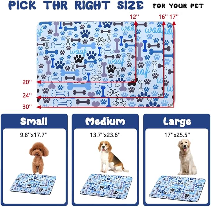 Dog Food Mats for Floors Waterproof, Pet Water Bowl Mats Pet Feeding Absorbent Placemats Blue 17 * 30 inch
