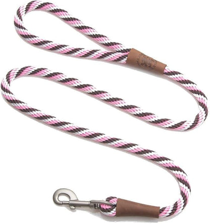 Mendota Pet Snap Leash - British-Style Braided Dog Lead, Made in The USA - Pink Chocolate, 3/8 in x 6 ft - for Small/Medium Breeds