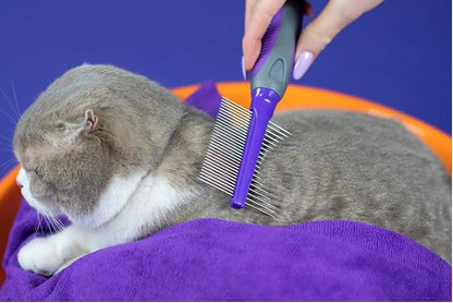 Pet Combs by Hertzko – Small & Large Comb - Double-sided - Both Small & Large Areas - Removes Tangles, Knots, Loose Fur and Dirt - Ideal for Everyday Use for Dogs and Cats with Short or Long Hair