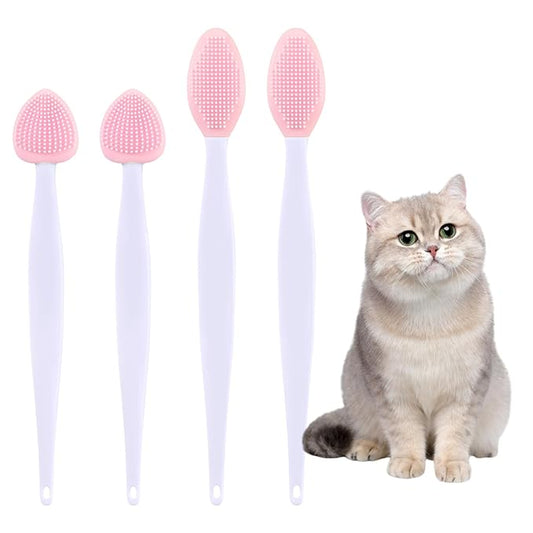 cobee 4Pcs Cat Acne Chin Treatment, Cat Acne Brush Set, Soft Silicone Cats Acnes Brush Set, Cats Acnes Chin Treatment Double Sided Blackhead Exfoliation