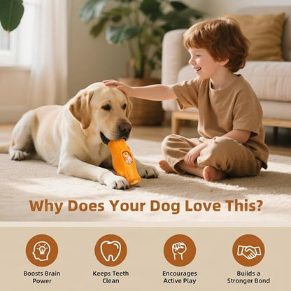 Orange Dog Toys for Aggressive Chewers, Interactive Indestructible Dog Toys with Frozen Treat Function, Durable Dog Puzzle Toy for Large & Medium Dogs, Reduces Anxiety & Extends Playtime