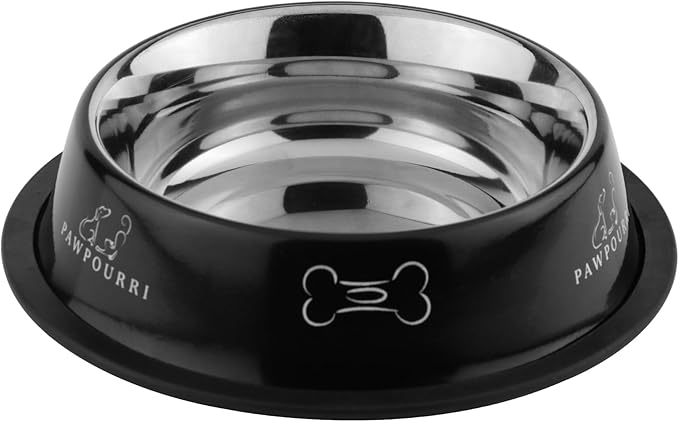 2 Pack Stainless Steel Dog Bowls – 16 fl oz Anti-Skid Food & Water Bowls for Small Dogs, Puppies & Cats|Dog Food & Water Bowl|Dog Feeding Bowl (Black)