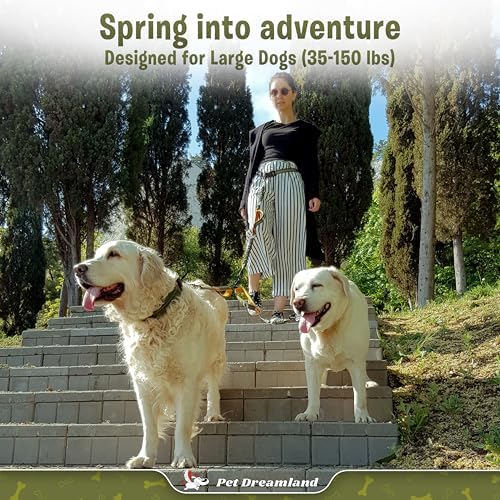 Pet Dreamland Exquisite Hands Free Double Dog Leash for Two Dogs with Tangle-Free Swivel. Premium Quality & Versatile for Running. You Will Absolutely Love This Amazing Waist Leash (Khaki & Orange) - Image 2