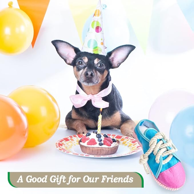 IFOYO Durable Squeaky Dog Chew Toy Safe Mini Sneaker Shape Interactive Pet Toy for Puppies, Small, Medium Dogs, Cats, Rabbits and Small Animals