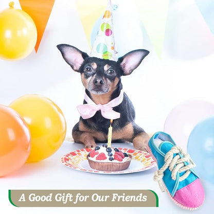 IFOYO Durable Squeaky Dog Chew Toy Safe Mini Sneaker Shape Interactive Pet Toy for Puppies, Small, Medium Dogs, Cats, Rabbits and Small Animals