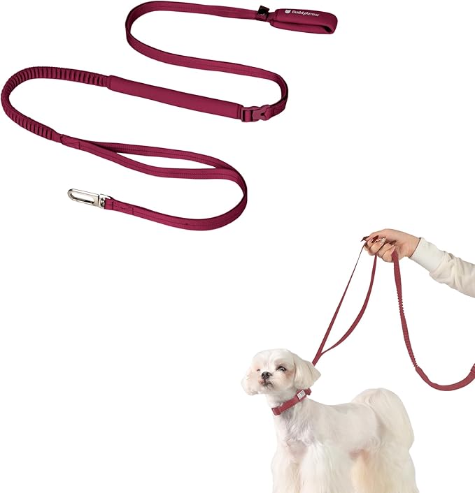 Hands Free Dog Leash Adjustable Versatile Crossbody Waist Dog Leash Reflective Comfortable Padded Handles Shock Absorbing Walking Lead for Small Medium Large Dogs (Light-Burgundy, S)