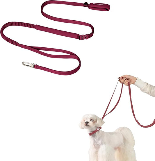 Hands Free Dog Leash Adjustable Versatile Crossbody Waist Dog Leash Reflective Comfortable Padded Handles Shock Absorbing Walking Lead for Small Medium Large Dogs (Light-Burgundy, S)