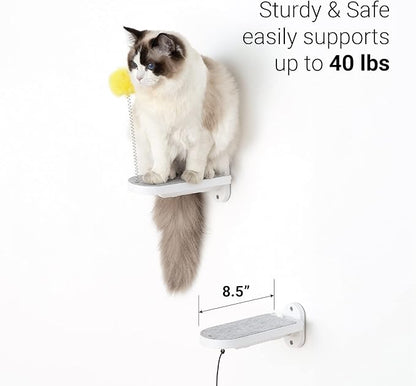 SVD.PET (2-PACK Cat Wall Steps, Cat Climbing Stairs with Replaceable Felt Pad, Cat Climbing Shelves for Wall Mounted with Cat Toy, Cat wall furniture for Kitten, Medium and Large Cats (White)