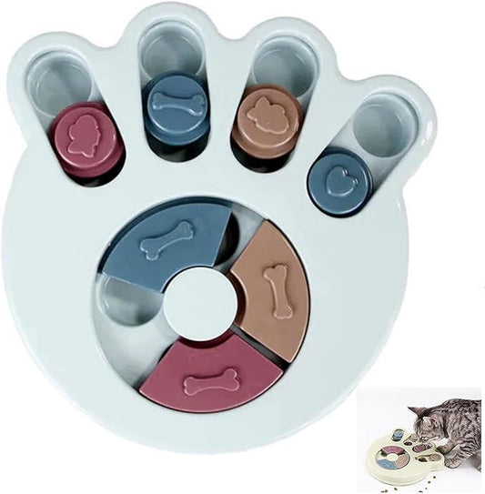 Anti-Choking Interactive Puzzle Toy for Slow Dispensing Feeding for Pets, 2023 New Dog Puzzle Toys, Dog/Cat Food Puzzle Feeder, Dog Stimulation Toys for Small and Medium-Sized Dogs (Blue, Pawprint)