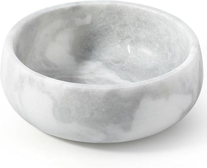 Marble Dog Bowl, 5lbs Non-Slip Cat and Dog Food Bowl Dish, Non-Tipping Weighted Puppy Pet Dish, Grey Stone Durable Food and Water Bowls, Easy to Clean, Holds 4 Cups