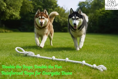 Heavy-Duty 51" White Cotton Rope Dog Toy – 6-Knot Tug & Dental Chew with Loop – Durable, Washable, Natural & Safe for Medium & Large Dogs – Indoor & Outdoor Play
