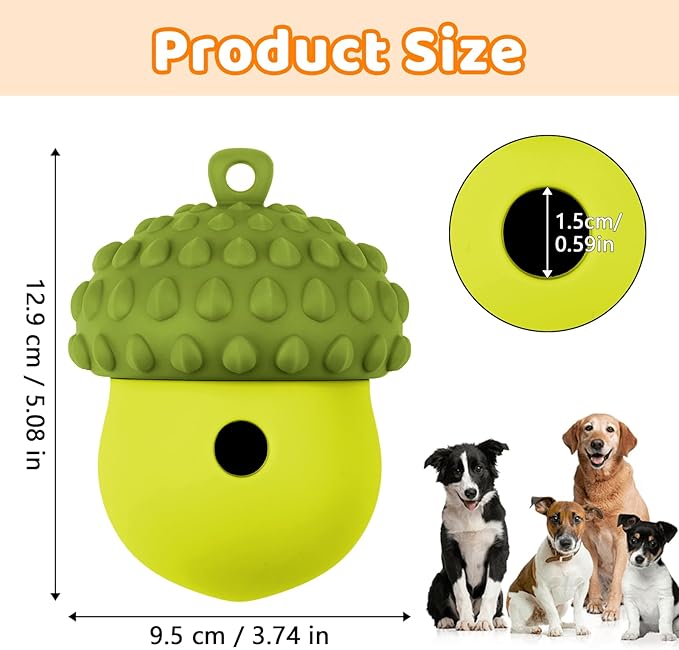 Dog Treat Toys for Puppy, Silicone Dog Toy Treat Dispenser Slow Feeder, Dog Interactive Toys for Boredom, Dog Enrichment Toys to Keep Them Busy, Interactive Dog Toy 1 Pack (Green)