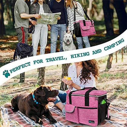 PetAmi Dog Travel Bag Organizer, Pet Supplies Tote Diaper Bag, Pink Large - Image 6
