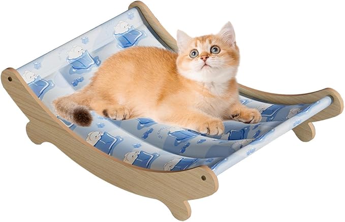 Cat Deck Chair – Pet Cooling Mat, Summer Recliner Hammock, Ice Nest Sofa Cradle | Breathable Soft Design Comfortable Resting Spot for Cats Small Pets Indoor Use
