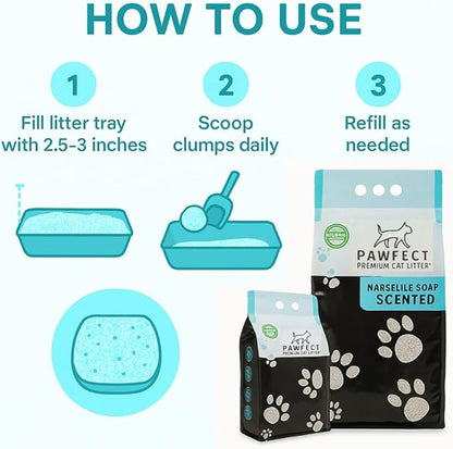 Marseille Soap Scented Clumping Cat Litter - 17.2 lb / 9L, Dust-Free,Odor Control