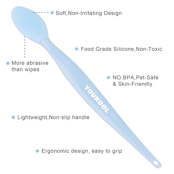 2PCS Pet Black Seed Brush for Cat Chin Acne & Blackhead Removal | Silicone Double-sided Grooming Brush for Acne Treatment | Acne Removing Tool|Cat Grooming Essentials,Blue