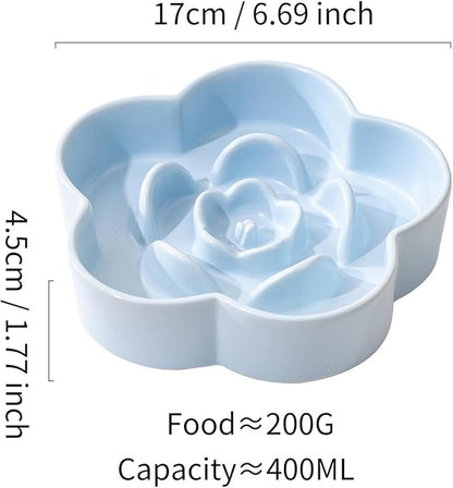 Slow Feeder Dog Bowls Ceramic, Slow Bowl, Slow Eating Healthy Design for Small Medium Size Dogs, Dog Dishes to Slow Down Eating,Anti Gulping (Light Blue, Small)
