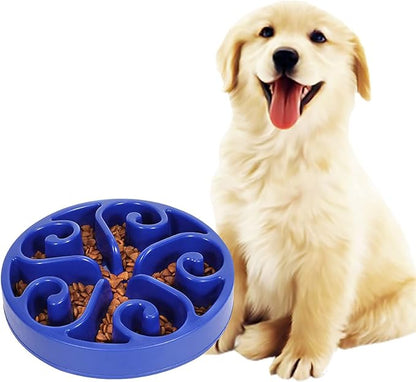 Dog Bowl Slow Pet Feeders Non Skid Bowl Dog Water Bowl Dry Food Bowl Slow Feeder Fun Slow Eating Bowl for Small Dog Large Dog Medium (Dark Blue, M)