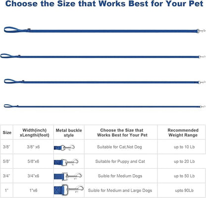 AMAGOOD 6 FT Puppy/Dog Leash, Strong and Durable Traditional Style Leash with Easy to Use Collar Hook, Great for Small, Medium and Large Dogs (3/4 in x 6 ft, Black and Blue (2-Pack))
