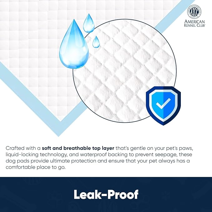 American Kennel Club Ultra Absorbent Odor Control Scented Training Pads For Dogs Leak-proof Quick Dry Gel – 22 x 22 Puppy Pads - Fresh Scented - Pack of 150