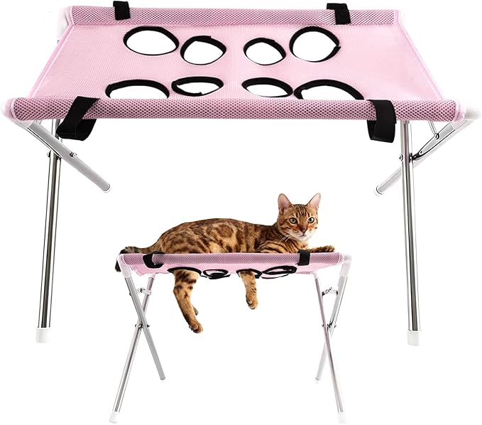 Iron Pet Grooming Hammock - 8-Hole Design Anti-Escaping Cats Sling | Polyester Cloth Kitten Grooming Hanger | for Cats Dogs Kitten Puppy Small Medium Large Breed Indoor Home Hair Cutting Ear Cleaning