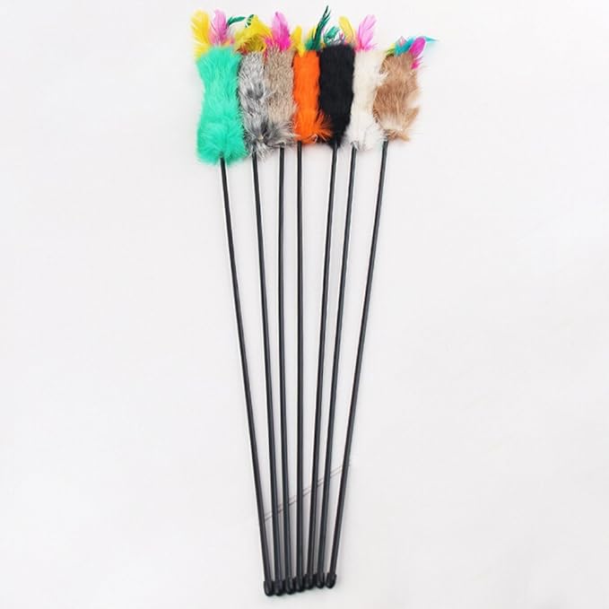 Colorful Feather Teaser and Exerciser For Cat and Kitten Cat Toy Wand Random Color