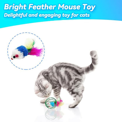 Cat Toys 6 Packs Cat Ball Toys for Indoor Cats and Kittens, Metal Cage Balls with Mice & Bells, Interactive Cat Toys Bell Balls, Mouse Toys, Kitten Toys Promote Physical Exercise