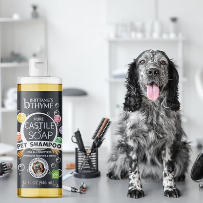 Brittanie's Pure Castile Dog Shampoo - 32oz 2 Pack | Gentle Shampoo + Conditioner for Dogs & Cats | Improves Coat | for Allergies and Itching | Deodorizes, Moisturizes & PH Balanced