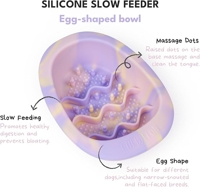 CHEWFFON Easter Dog & Cat Lick Mat Bowls, BPA-Free Silicone Slow Feeder Bowl with Suction Cups, Non Slip Pet Food Bowl Reduces Boredom and Anxiety, Dishwasher Safe, Lavender Purple Small
