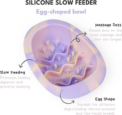 CHEWFFON Easter Dog & Cat Lick Mat Bowls, BPA-Free Silicone Slow Feeder Bowl with Suction Cups, Non Slip Pet Food Bowl Reduces Boredom and Anxiety, Dishwasher Safe, Lavender Purple Small