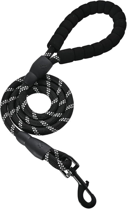 Amazon Basics Round Dog Leash, Heavy Duty, Durable Rope for Small, Medium, and Large Dogs, Lightweight Design for Walking, Training, and Outdoor Activities, Black, 4 Ft